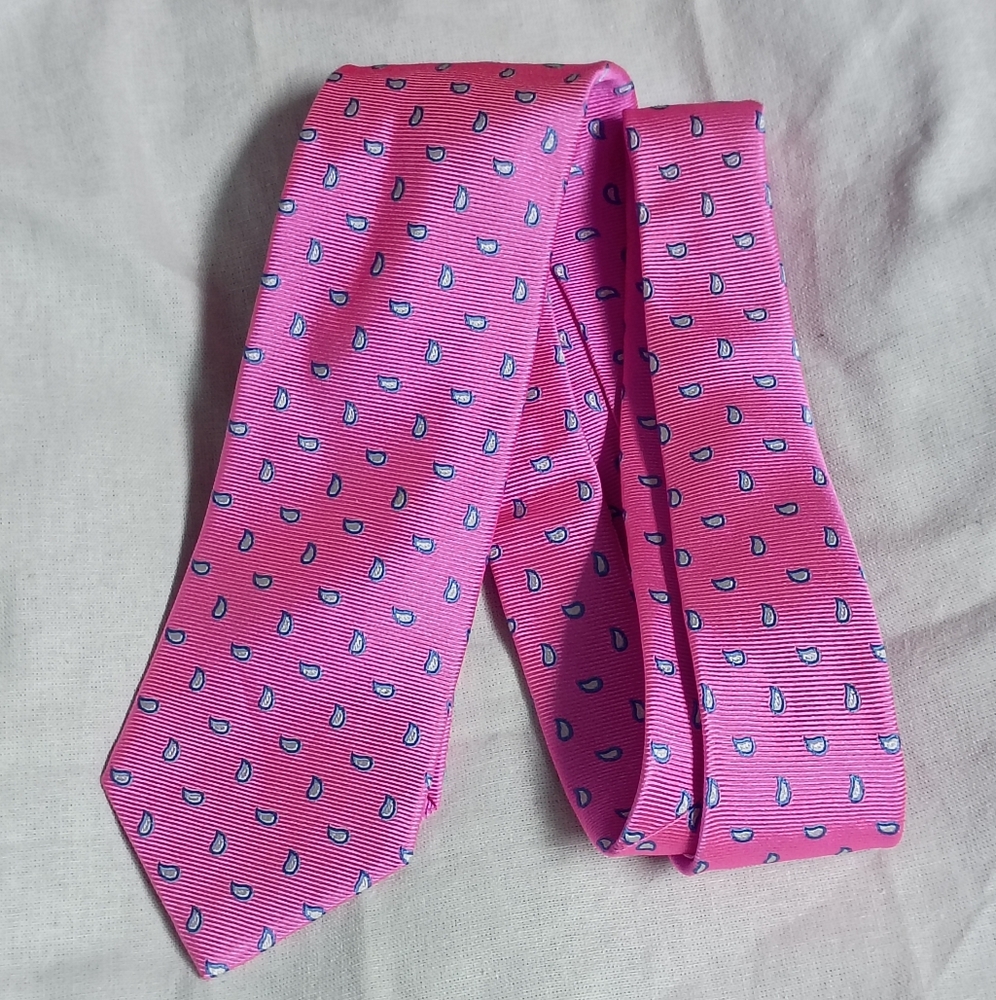 ❤️PETER BLAIR Pink Blue White Paisley Silk Tie Made in USA 60 X 3.5